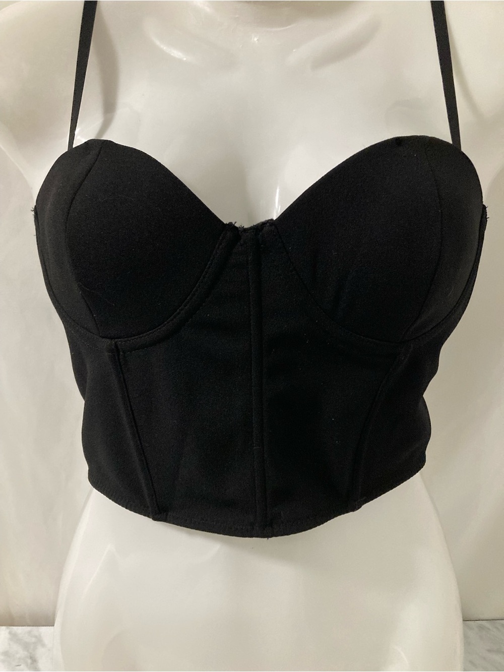 Forever 21 Black Bustier Corset Crop Top Underwire Size S